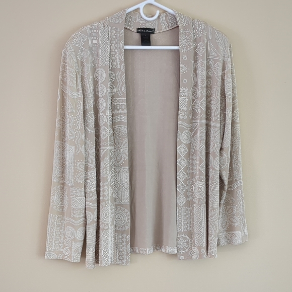 Large Made In Heaven Open Front Cardigan White And Cream Shoulder Pads - Picture 1 of 15